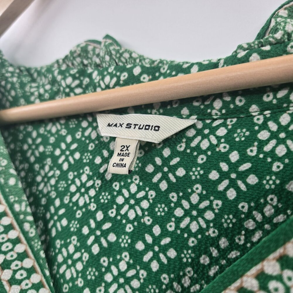 Max Studio Green Ruffled Tiered Maxi Dress 2x - Picture 13 of 15